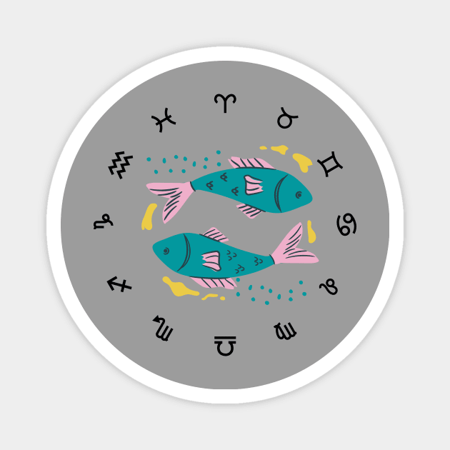 Pisces Zodiac Sign Magnet by Natalie C. Designs 